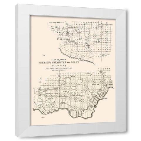 Presidio, Brewster, Foley County Texas -1891 White Modern Wood Framed Art Print by Unknown