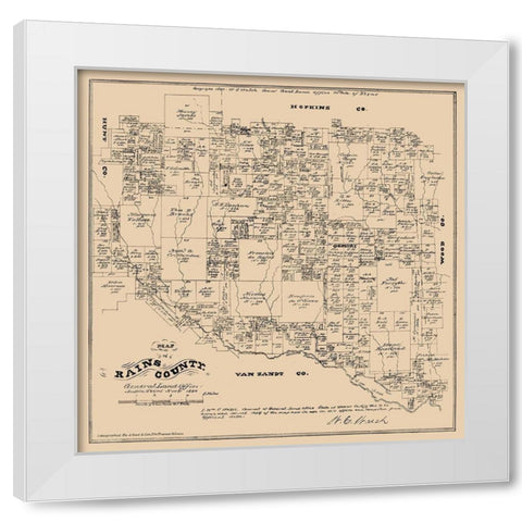 Rains County Texas - Walsh 1880 White Modern Wood Framed Art Print by Walsh
