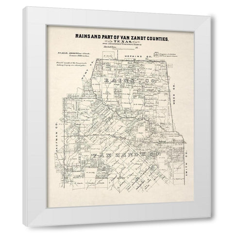 Rains County Texas - Gast 1870 White Modern Wood Framed Art Print by Gast
