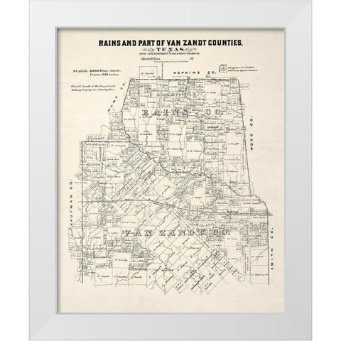 Rains County Texas - Gast 1870 White Modern Wood Framed Art Print by Gast