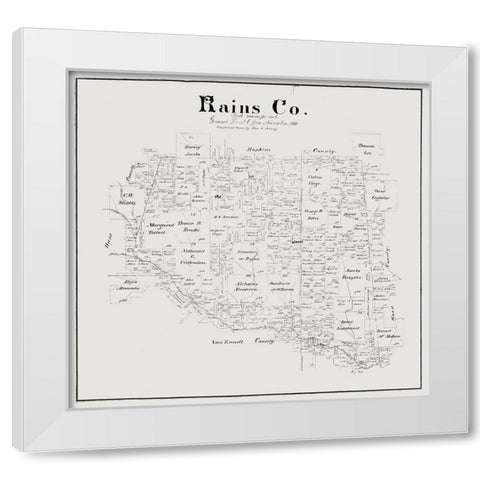 Rains County Texas - Maxcy 1888 White Modern Wood Framed Art Print by Maxcy