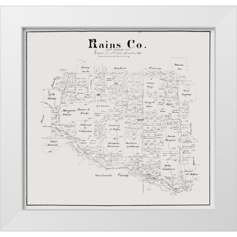Rains County Texas - Maxcy 1888 White Modern Wood Framed Art Print by Maxcy