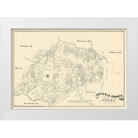 Refugio County Texas - Walsh 1879 White Modern Wood Framed Art Print by Walsh