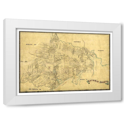 Refugio County Texas -1883 White Modern Wood Framed Art Print by Unknown