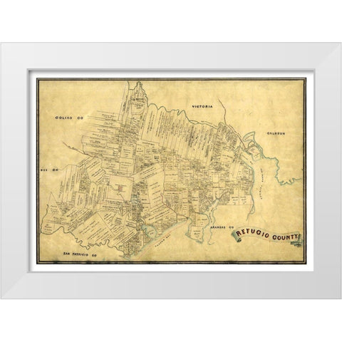 Refugio County Texas -1883 White Modern Wood Framed Art Print by Unknown