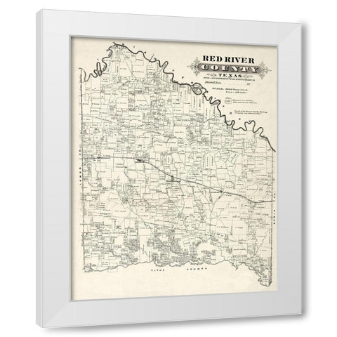 Red River County Texas -1870 White Modern Wood Framed Art Print by Unknown