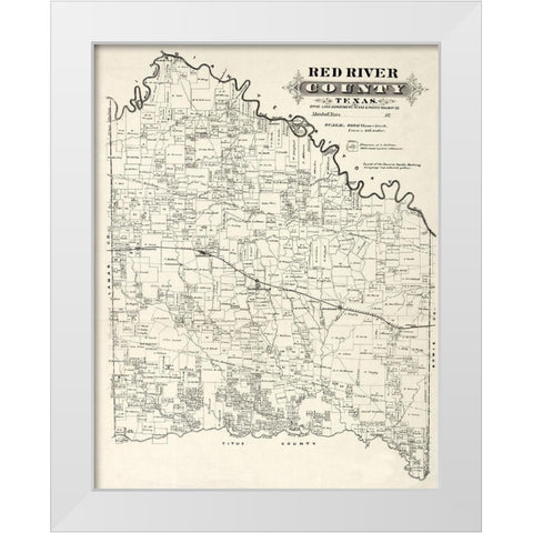 Red River County Texas -1870 White Modern Wood Framed Art Print by Unknown