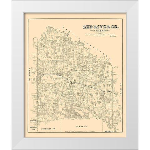 Red River County - Walsh 1879 White Modern Wood Framed Art Print by Walsh
