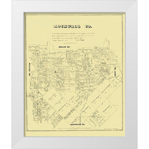 Rockwall Texas Landowner - Land Office 1880 White Modern Wood Framed Art Print by Land Office