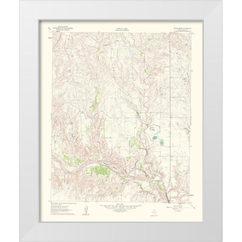 Roach Ranch Texas Quad - USGS 1963 White Modern Wood Framed Art Print by USGS