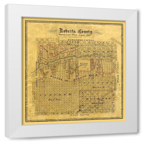 Roberts County Texas - Hausmann 1889 White Modern Wood Framed Art Print by Hausmann