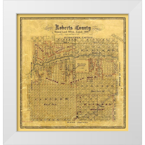 Roberts County Texas - Hausmann 1889 White Modern Wood Framed Art Print by Hausmann