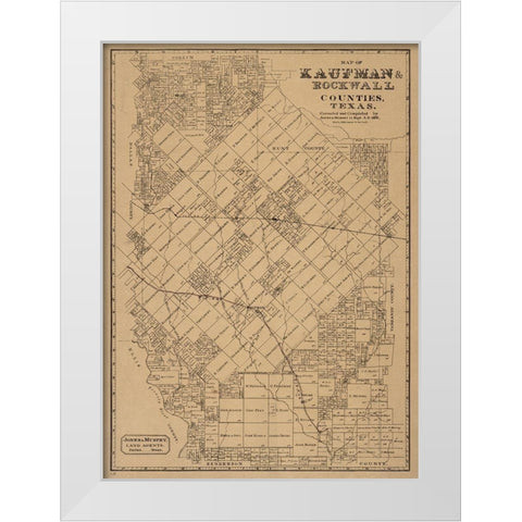 Kaufman, Rockwall County Texas - JonesandMurphy 1878 White Modern Wood Framed Art Print by Unknown