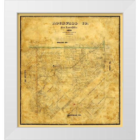 Rockwall County Texas - Arlitt 1874 White Modern Wood Framed Art Print by Arlitt