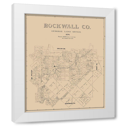 Rockwall County Texas -1874 White Modern Wood Framed Art Print by Unknown