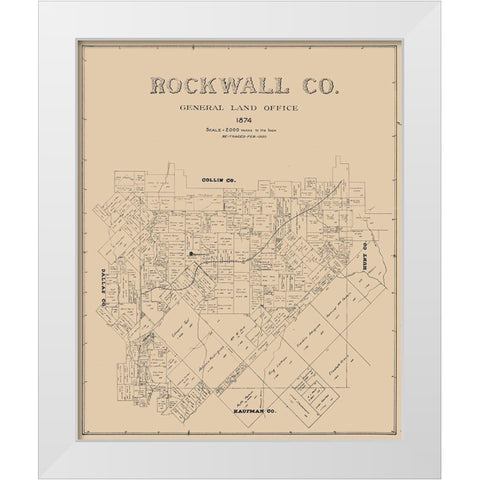 Rockwall County Texas -1874 White Modern Wood Framed Art Print by Unknown