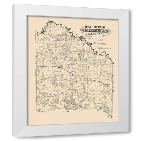 Red River County Texas -1870 White Modern Wood Framed Art Print by Unknown