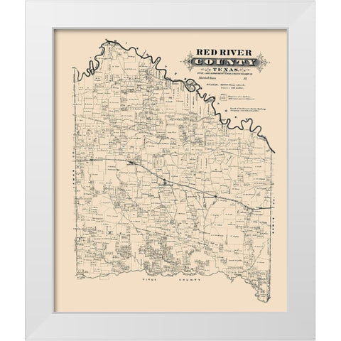 Red River County Texas -1870 White Modern Wood Framed Art Print by Unknown