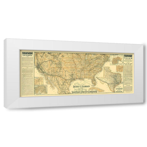 Railway Steamship Southern Pacific - Haus 1894 White Modern Wood Framed Art Print by Haus