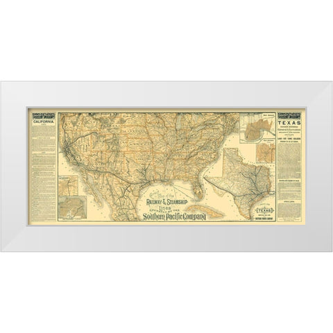 Railway Steamship Southern Pacific - Haus 1894 White Modern Wood Framed Art Print by Haus