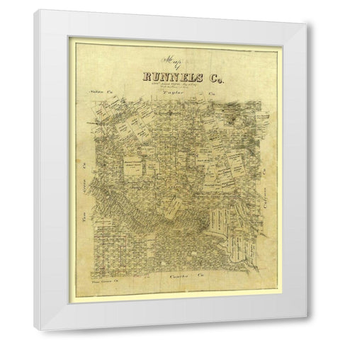 Runnels County Texas -1887 White Modern Wood Framed Art Print by Unknown