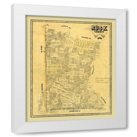 Rusk County Texas - Pressler 1861 White Modern Wood Framed Art Print by Pressler