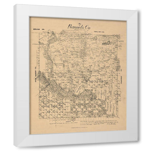 Runnels County Texas - Walsh 1879 White Modern Wood Framed Art Print by Walsh
