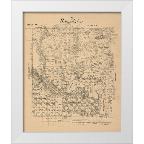 Runnels County Texas - Walsh 1879 White Modern Wood Framed Art Print by Walsh