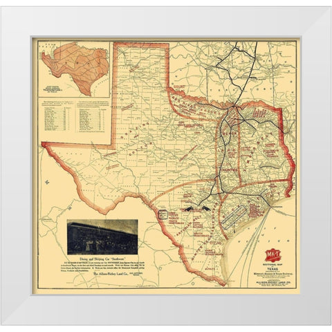 Missouri, Kansas and Texas Railroad - Parker 1907 White Modern Wood Framed Art Print by Parker