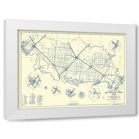 San Patricio Texas Highway - Highway Dept 1936 White Modern Wood Framed Art Print by Highway Dept