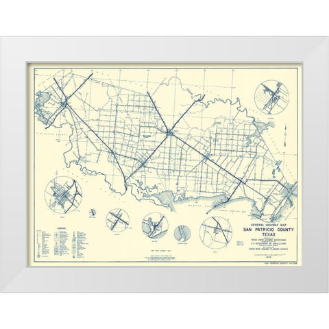 San Patricio Texas Highway - Highway Dept 1936 White Modern Wood Framed Art Print by Highway Dept