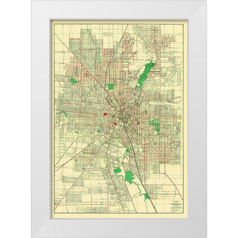 San Antonio Texas - Appler 1900 White Modern Wood Framed Art Print by Appler