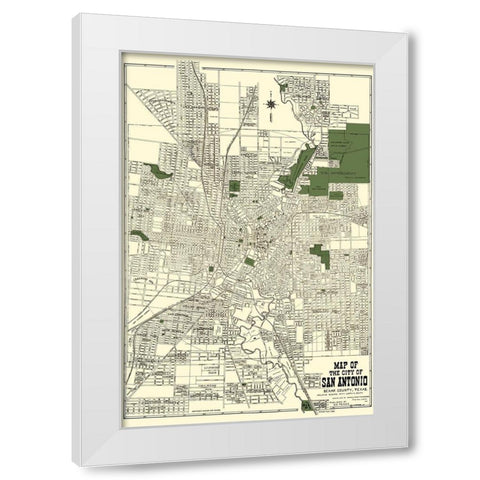 San Antonio Texas - Tengg 1915 White Modern Wood Framed Art Print by Tengg