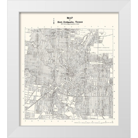 San Antonio Texas - Southwell 1928 White Modern Wood Framed Art Print by Southwell