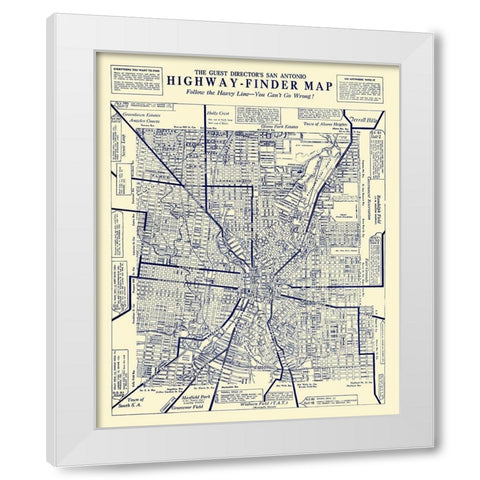 San Antonio Texas Highway Finder - 1929 White Modern Wood Framed Art Print by Unknown