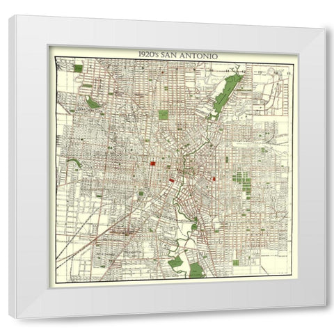 San Antonio Texas - Appler 1920 White Modern Wood Framed Art Print by Appler