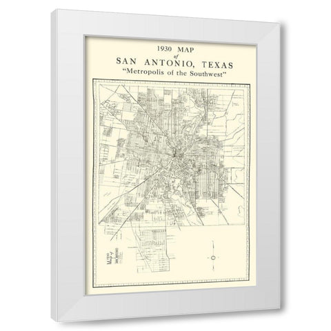 San Antonio Texas - National 1930 White Modern Wood Framed Art Print by National