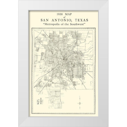 San Antonio Texas - National 1930 White Modern Wood Framed Art Print by National