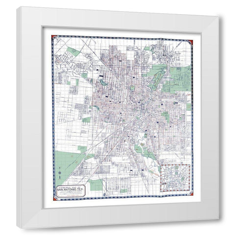 San Antonio Texas - Ashburn 1940 White Modern Wood Framed Art Print by Ashburn