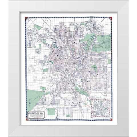 San Antonio Texas - Ashburn 1940 White Modern Wood Framed Art Print by Ashburn
