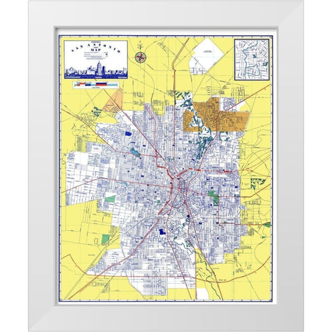 San Antonio Texas - Ashburn 1950 White Modern Wood Framed Art Print by Ashburn