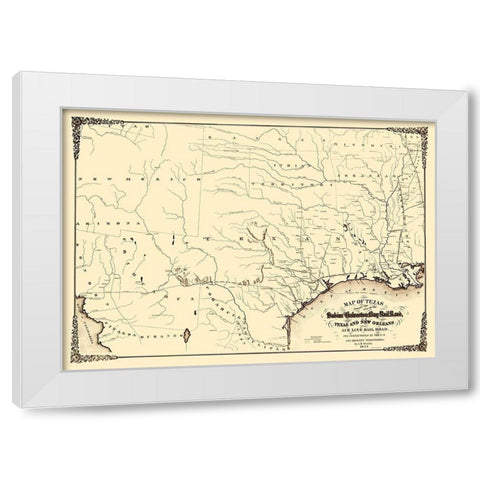 Sabine and Galveston Bay Railroad - Gentry 1859 White Modern Wood Framed Art Print by Gentry