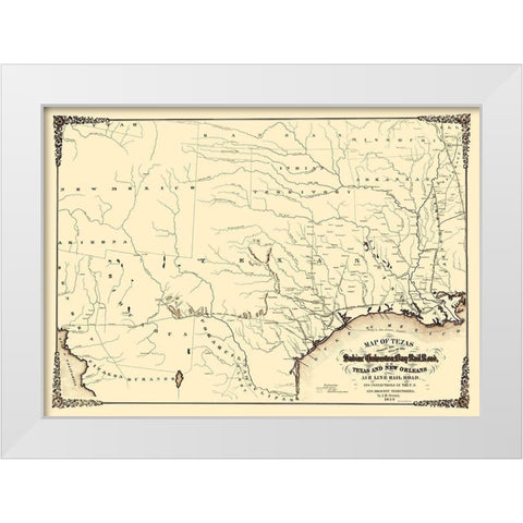 Sabine and Galveston Bay Railroad - Gentry 1859 White Modern Wood Framed Art Print by Gentry