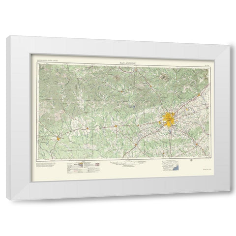 San Antonio Texas Quad - USGS 1957 White Modern Wood Framed Art Print by USGS