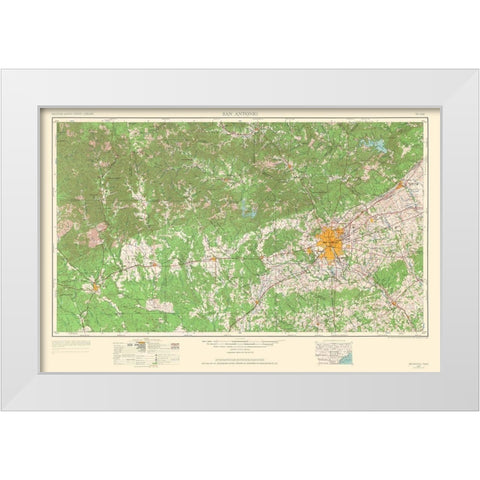 San Antonio Texas Quad - USGS 1964 White Modern Wood Framed Art Print by USGS