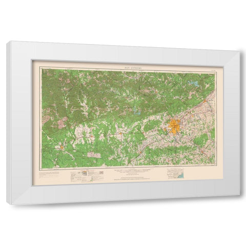 San Antonio Texas Quad - USGS 1954 White Modern Wood Framed Art Print by USGS