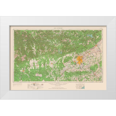 San Antonio Texas Quad - USGS 1954 White Modern Wood Framed Art Print by USGS