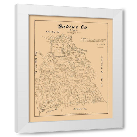 Sabine County Texas - Walsh 1879 White Modern Wood Framed Art Print by Walsh