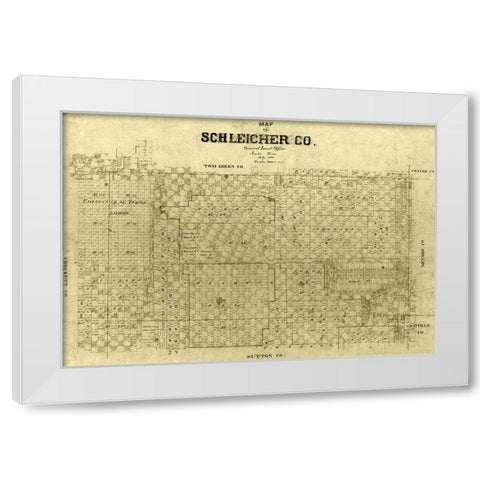 Schleicher County Texas -1887 White Modern Wood Framed Art Print by Unknown