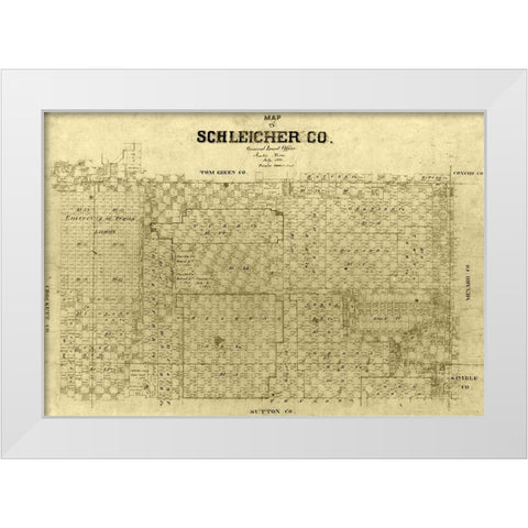 Schleicher County Texas -1887 White Modern Wood Framed Art Print by Unknown